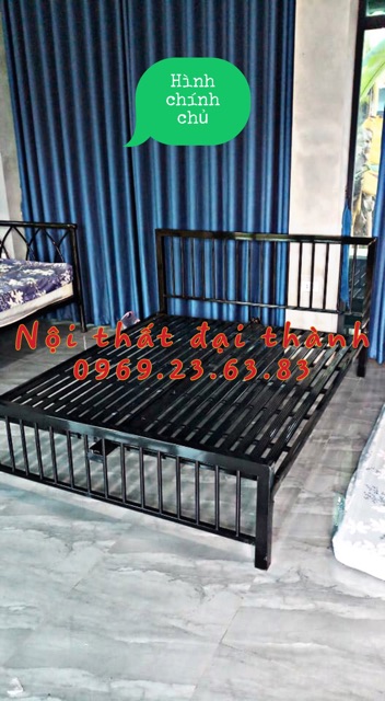 Giường sắt mỹ nghệ vuông 1m2x2m