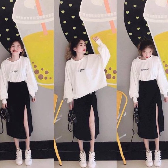 Chân váy dài xòe sẻ tà ,vải tuyết cát co giãn (video+ảnh thật) | BigBuy360 - bigbuy360.vn