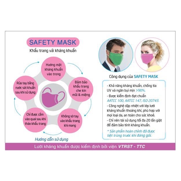 Khẩu trang vải Safety Mask 3 lớp than hoạt tính ngăn bụi mịn bảo vệ sức khoẻ YEN BEAUTY phân phối
