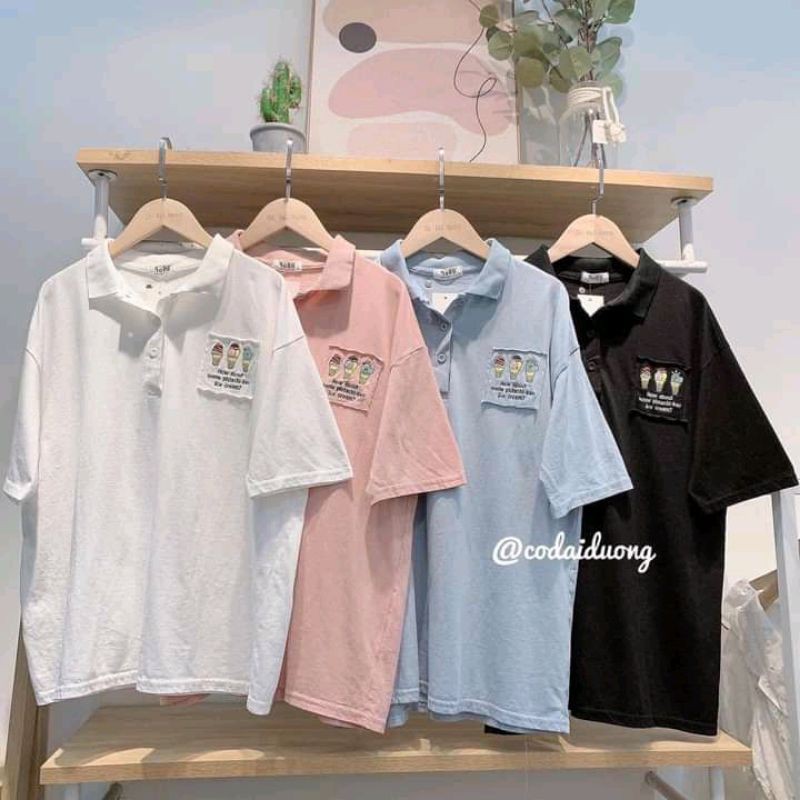 [Rẻ Vô Địch] Áo cotton tay lỡ Unisex -- Áo polo 3 ly kem | BigBuy360 - bigbuy360.vn