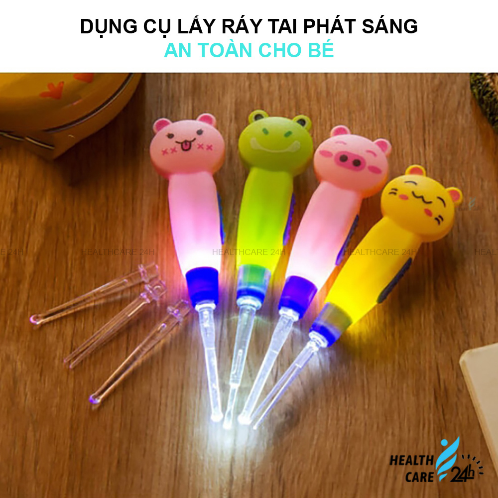 Cây Lấy Ráy Tai Phát Sáng, Dụng Cụ Lấy Ráy Tai Có Đèn - Tay Cầm Ngộ Nghĩnh - 3 Đầu Thay Dễ Tháo Lắp