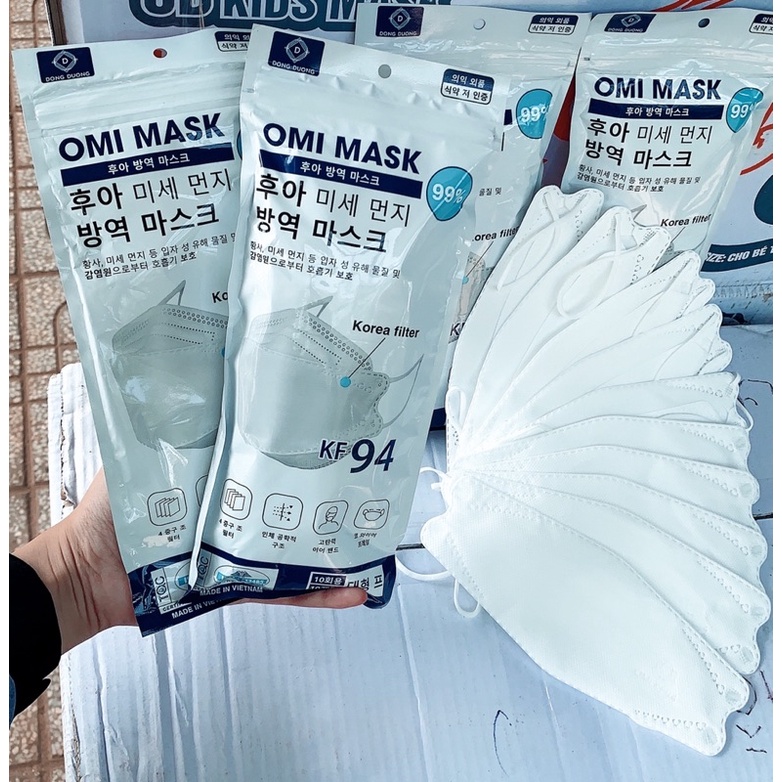 [Thùng 300 cái] 4D KF94 OMI MASK cao cấp giúp chống bụi vi khuẩn hiệu quả.