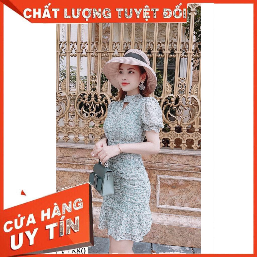 Váy xanh hoa nhí V1880 - Chuẩn Đẹp Shop DVC (Kèm ảnh thật trải sàn do shop tự chụp)