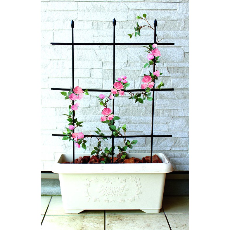 Shop Kenkou_Khung đỡ hoa trụ tròn daim Nhật bản H120cm_Giàn đa năng Flexible Trellis lõi thép bọc nhựa_hoa hồng