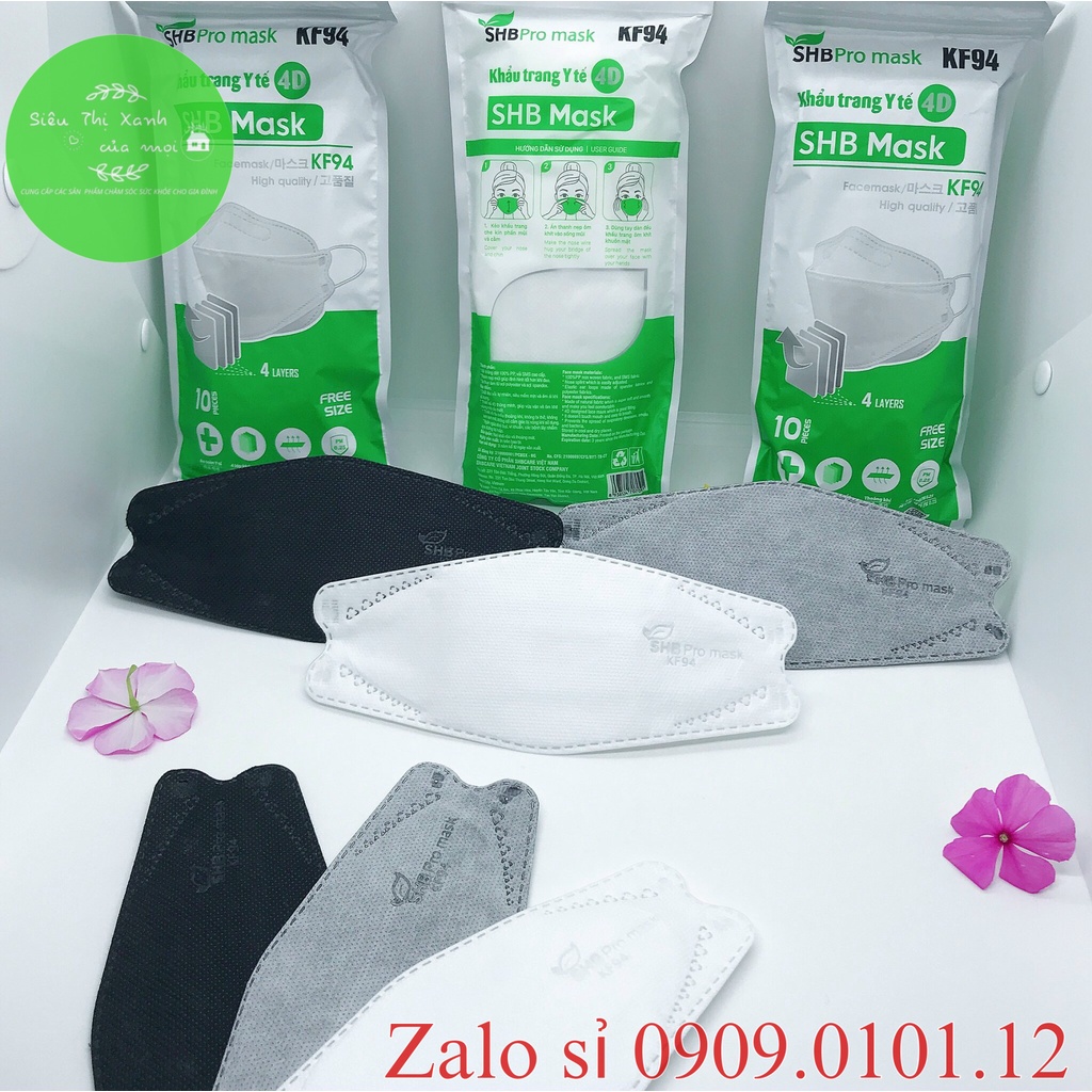 Khẩu trang kf94 SHB pro mask chính hãng, 4d mask 4 lớp kháng khuẩn thùng 300 cái