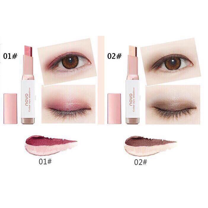 Bút phấn mắt 2 màu có nhũ NOVO - DOUBLE COLOR GRADIENT VELVET EYE SHADOW