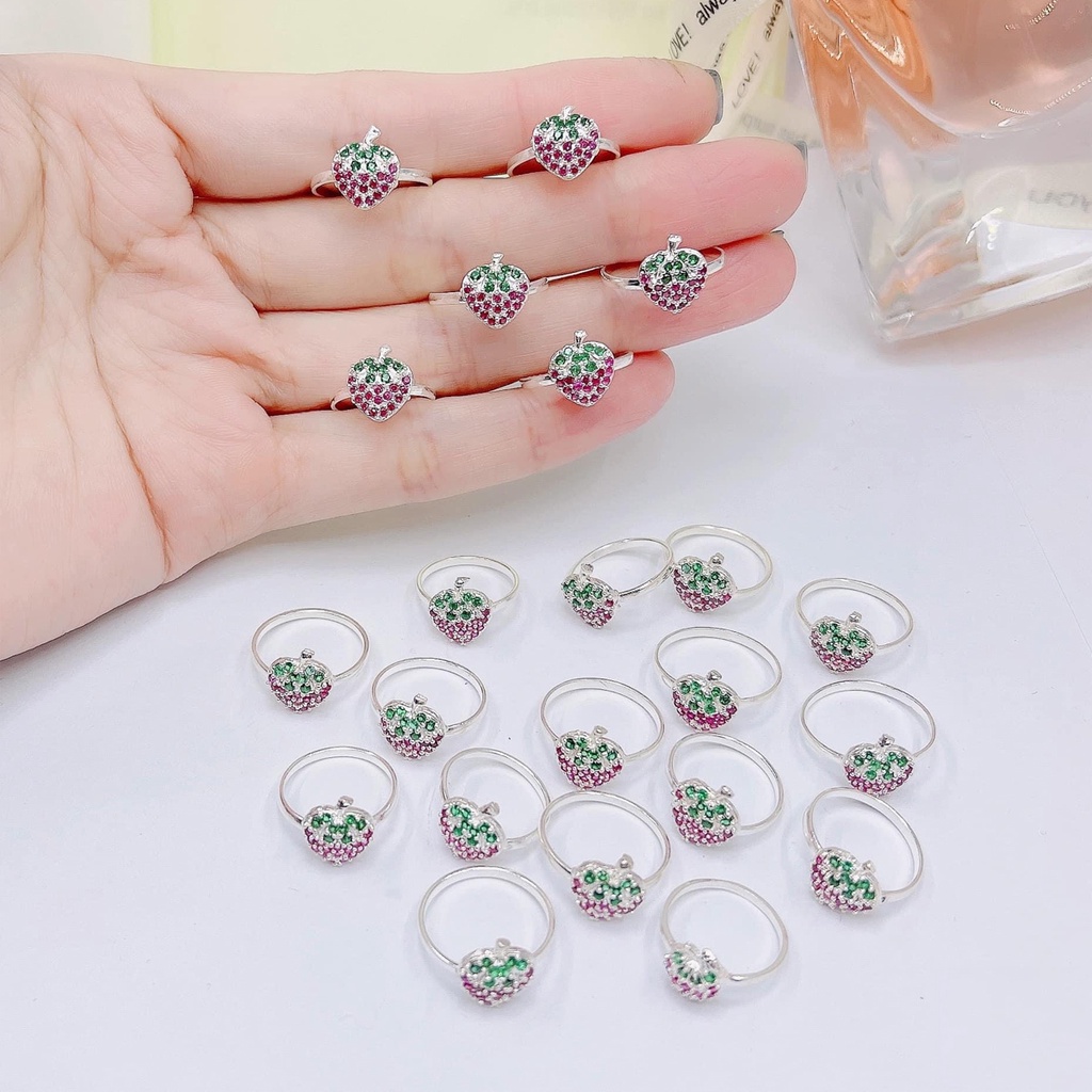 Nhẫn bạc trẻ em PANSY hình dâu tây dễ thương - Nhẫn bạc đẹp cho bé gái