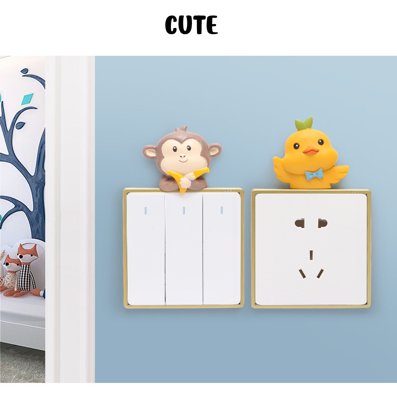 Miếng Dán Trang Trí Công Tắc Hình Động Vật Hoạt Hình 3D Dễ Thương