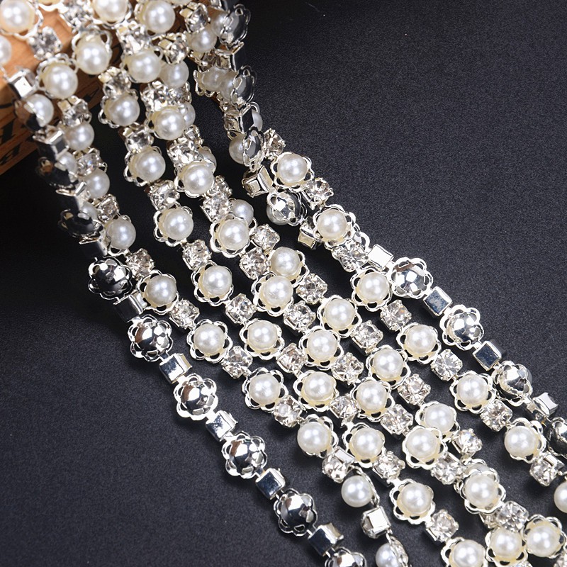 Dây Chuỗi Ngọc Trai Pha Lê 5mm 100cm Dùng Trang Trí Quần Áo / Túi Xách DIY