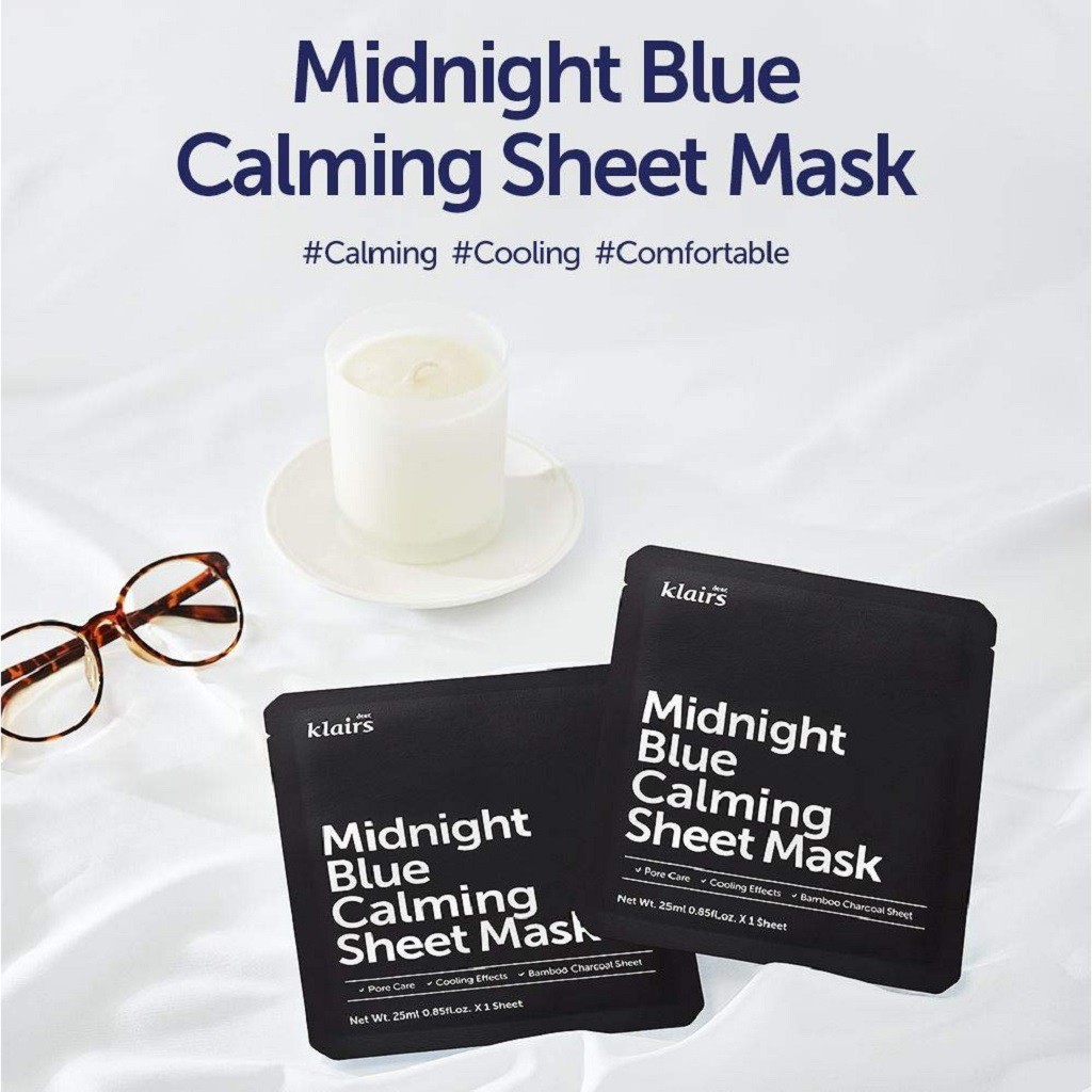 Mặt Nạ Làm Dịu Da Dear, Klairs Midnight Blue Calming Sheet Mask 25ml