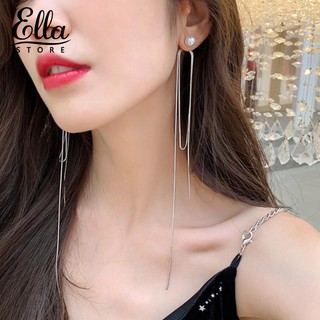 Đôi khuyên tai tua rua dáng dài đính đá và ngọc trai nhân tạo xinh xắn nữ tính