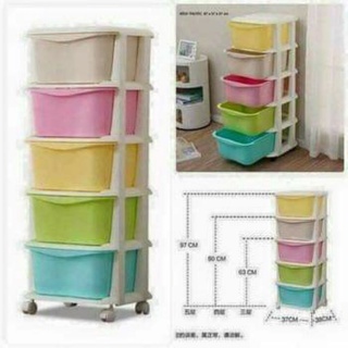 Tủ nhựa 5 tầng nhiều màu có bánh xe