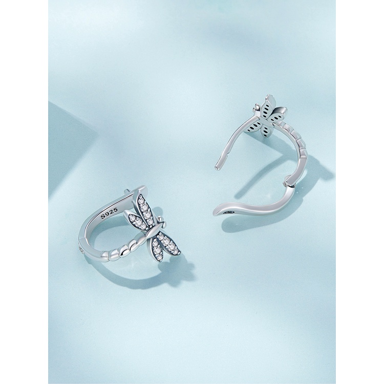 BAMOER Bông Tai Xi bạc 925 HìNh ChuồN ChuồN ĐíNh Đá ThờI Trang