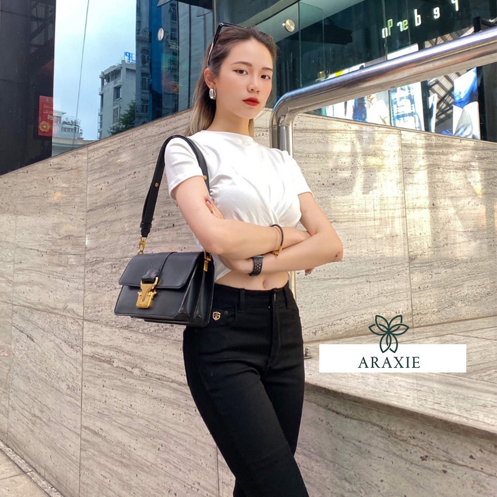 Quần Jeans Ống Loe Đen Trơn Araxie Hàng Cao Cấp Quần Bò Nữ ống loe Co Giãn Cạp Cao - LY511