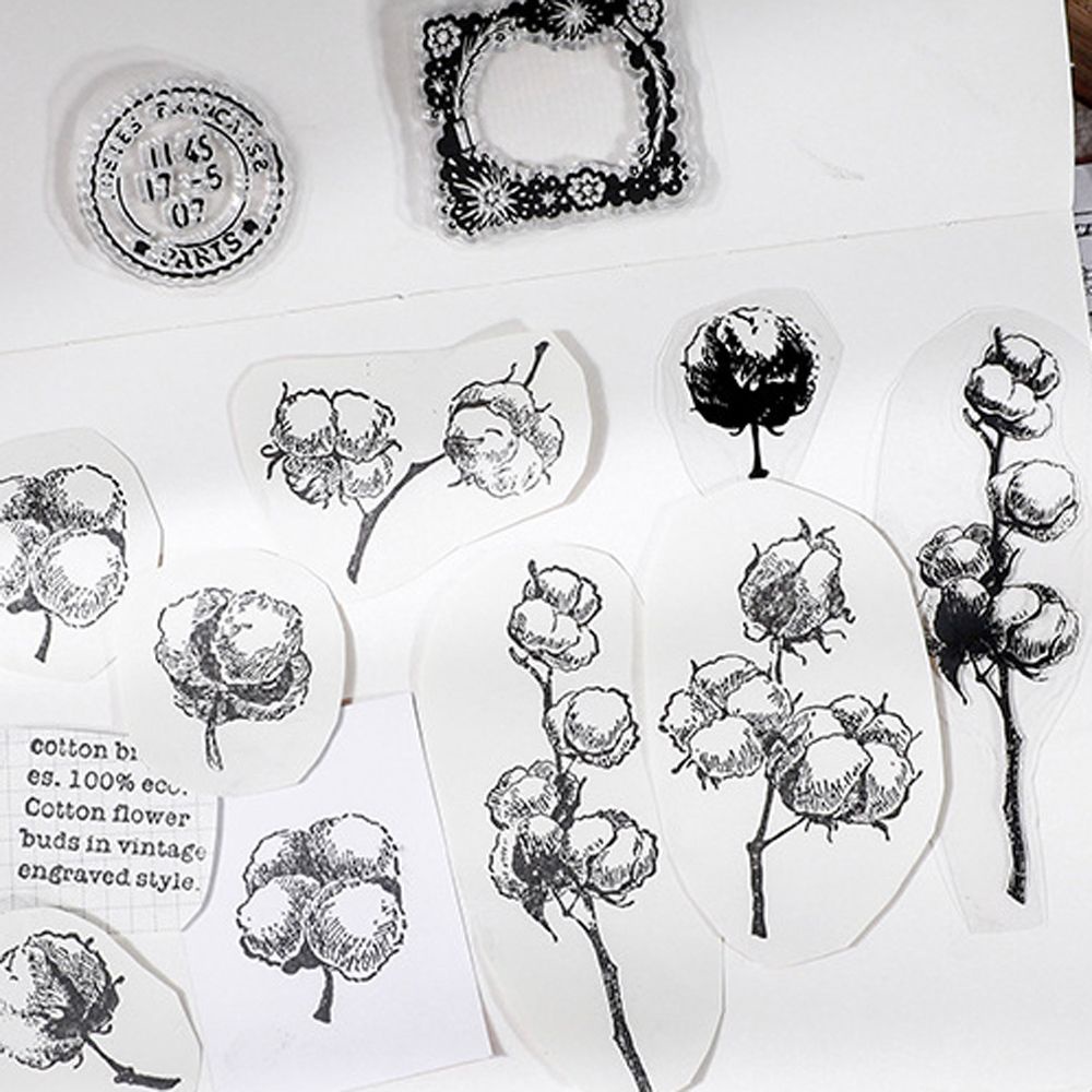 Tấm khuôn silicon cao su trong suốt hình số/bướm/cây cỏ trang trí album thủ công DIY phong cách vintage làm quà tặng