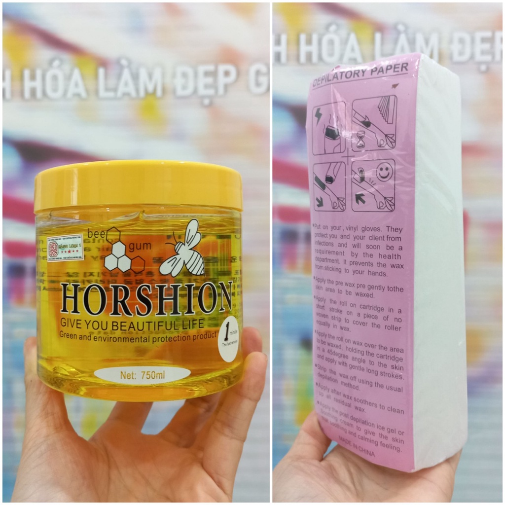 Wax lông Horshion 750ml / Giấy wax 100 tờ