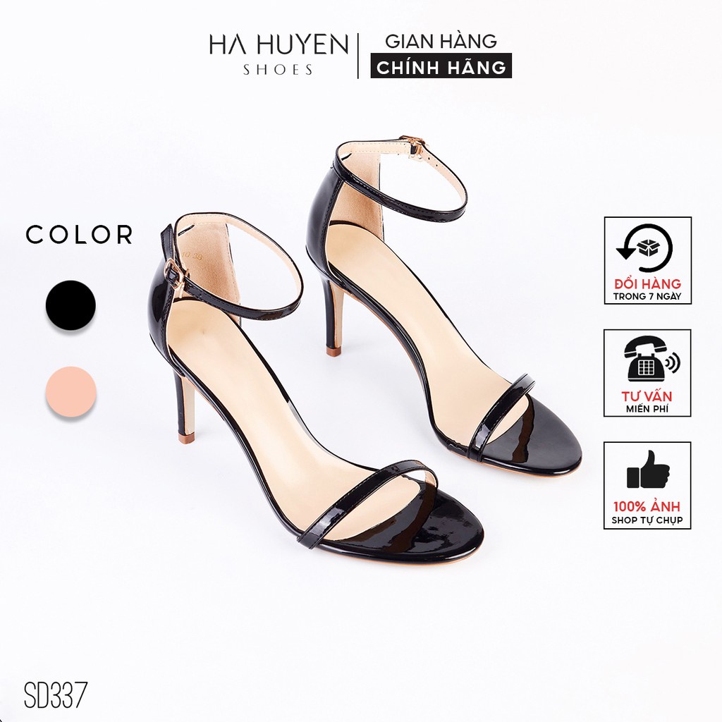 Sandal cao gót nữ Hà Huyền Shoes da bóng quai siêu mảnh gót nhọn 7 phân cao cấp - SD337 - Hàng mới về