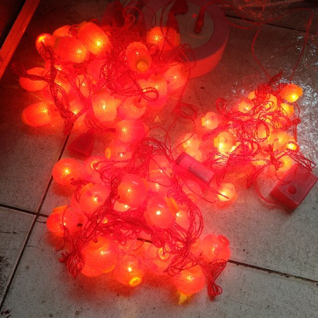 Bộ lồng đèn đỏ trang trí lễ tết chớp - không chớp ( Có đầu nối )