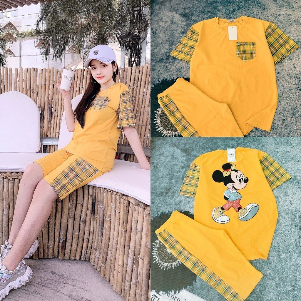 Đồ Bộ Cotton Lửng, Bao Đẹp, Chất Thun Cotton 100%, 3 size L, XL, XXL, 45kg đến 80kg vừa, P L 9 3