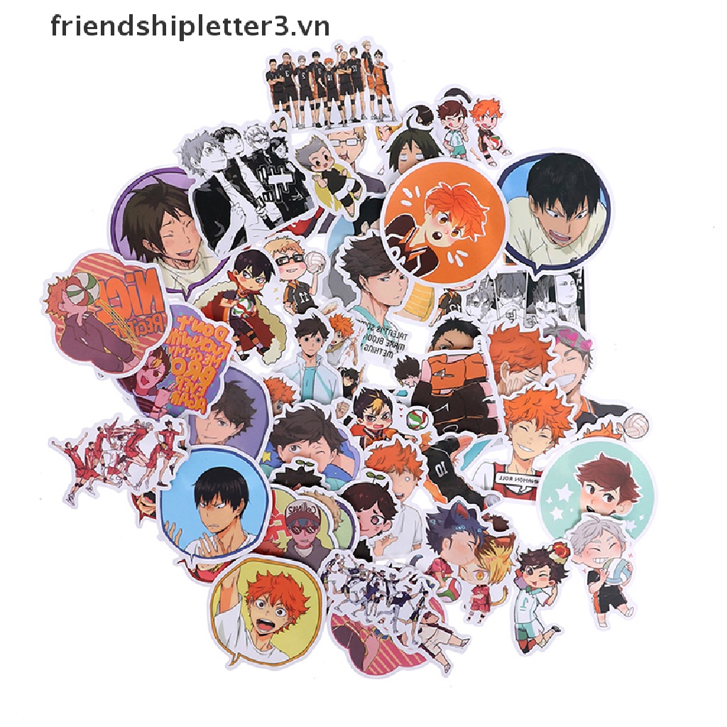 Bộ 50 Miếng Dán anime Haikyuu Chống Thấm Nước Trang Trí Ván Trượt laptop