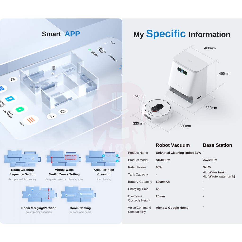 Robot Hút Bụi Lau Nhà XIAOMI ROIDMI EVA tự giặt giẻ và tự động đổ rác - SẤY KHĂN, bản quốc tế