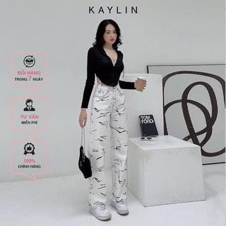 Quần jean kaylin suông vân đen n1629