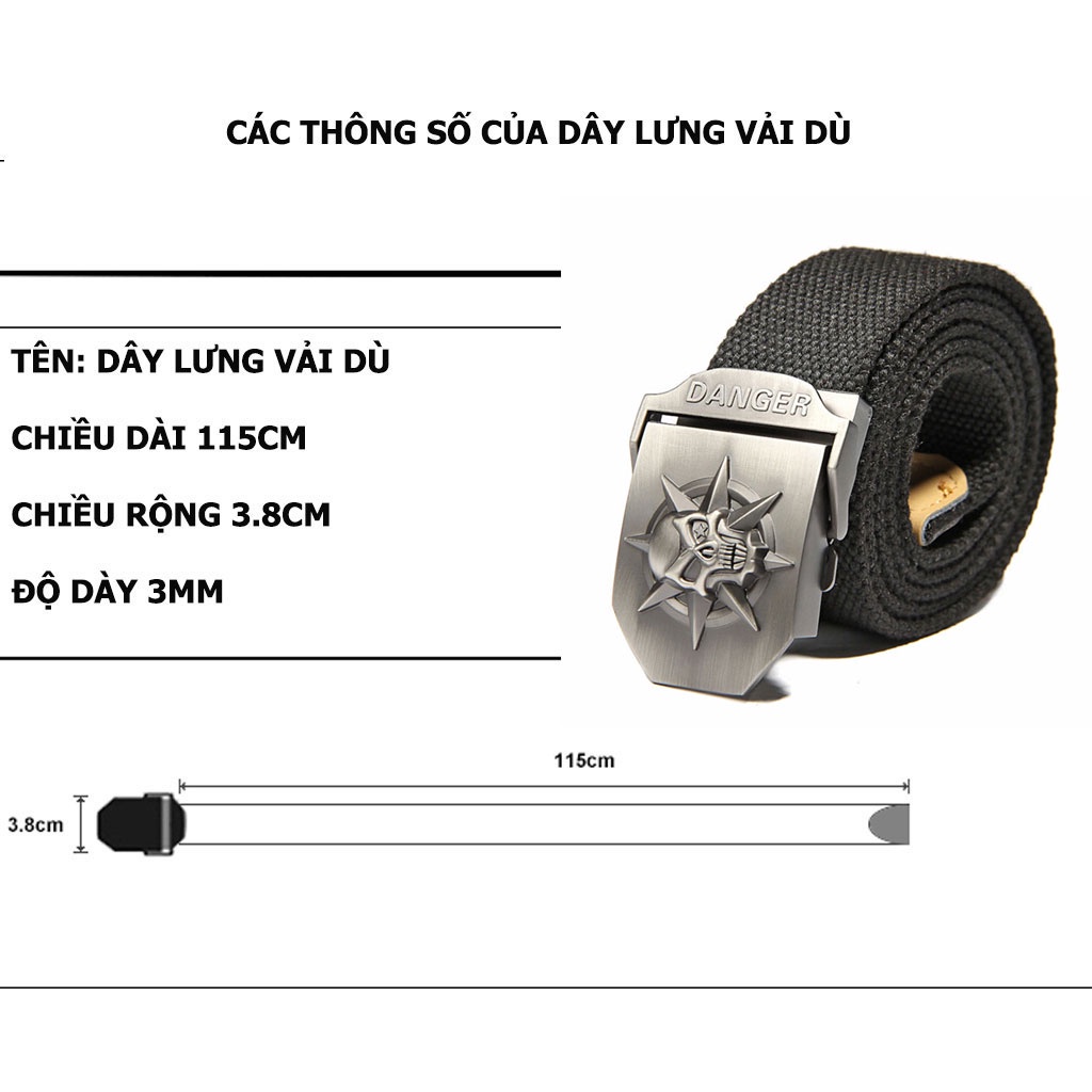 Thắt Lưng Nam Vải Dù Đầu Khóa Hợp Kim Thép Không Ghỉ Cao Cấp, Dây Vải Dù Bền Rẻ Sang Trọng Thể Thao