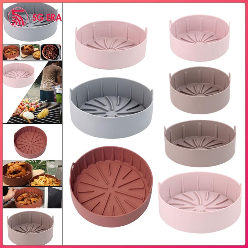 Khay nướng bánh pizza thực phẩm hình tròn bằng silicone an toàn cho nồi chiên không dầu