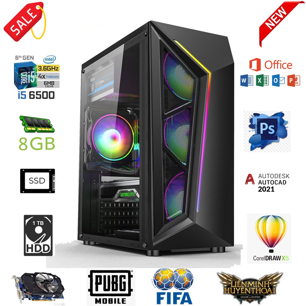 Thùng Cpu i5 gen 6 chiến Game và đồ hoạ mượt