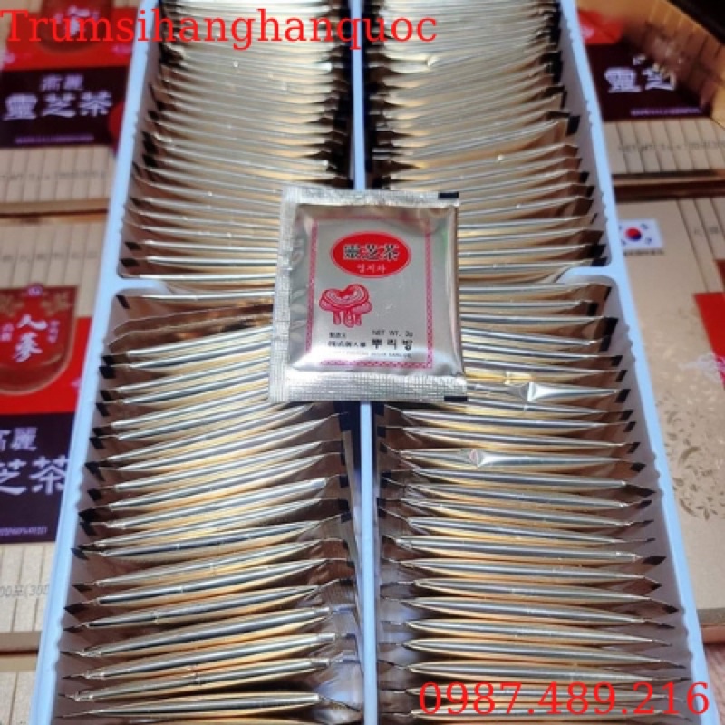 Trà LINH CHI Hộp Vàng Hàn Quốc - Chính Hãng - Tốt cho người bị tiểu đường, viêm gan, mỡ máu