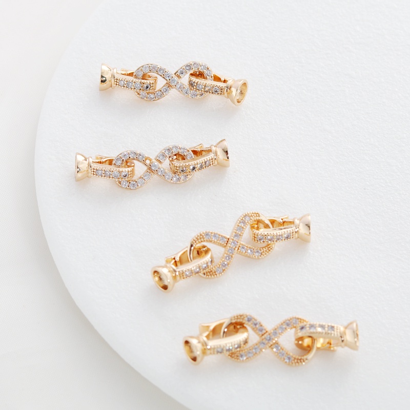 Phụ Kiện Trang Sức Vòng Cổ/Vòng Tay/Dây Chuyền 14k Đính Đá Zircon Size 8 Hai Đầu Khóa Cài diy