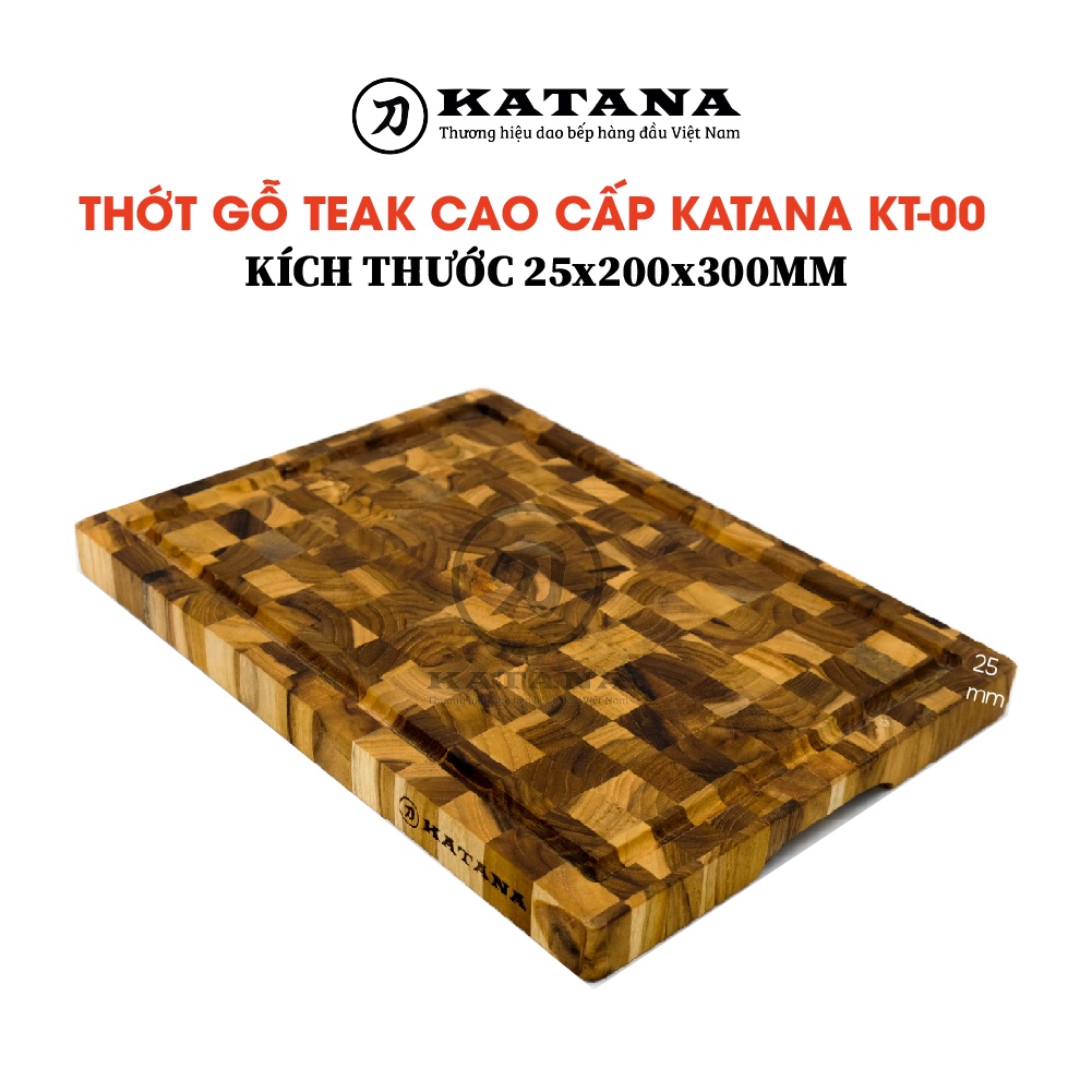 Thớt gỗ Teak KATANA hình chữ nhật KT00 200x300x25mm