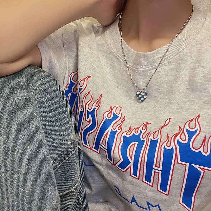 Vòng cổ IF YOU mặt bóng trái tim caro phong cách Hàn Quốc dành cho nữ