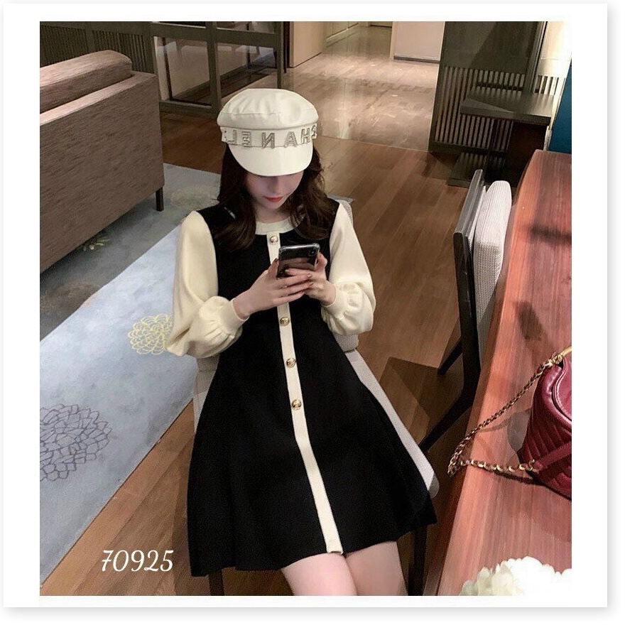 ĐẦM XÒE LỤA BI CÓ NÚT CÀI CỰC XINH KME FASHION