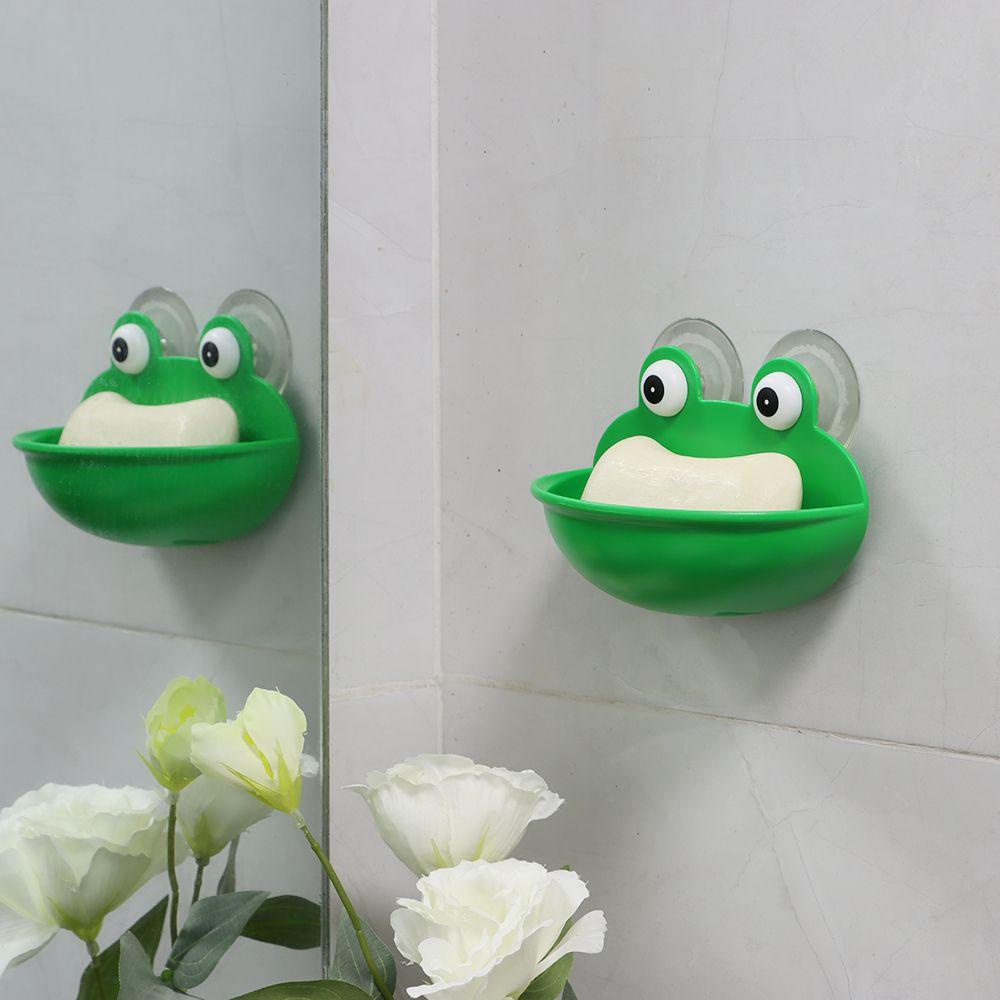 JANE Giá Đỡ Xà Phòng Ráo Nước Tự Dính Hình Chú Ếch Xanh