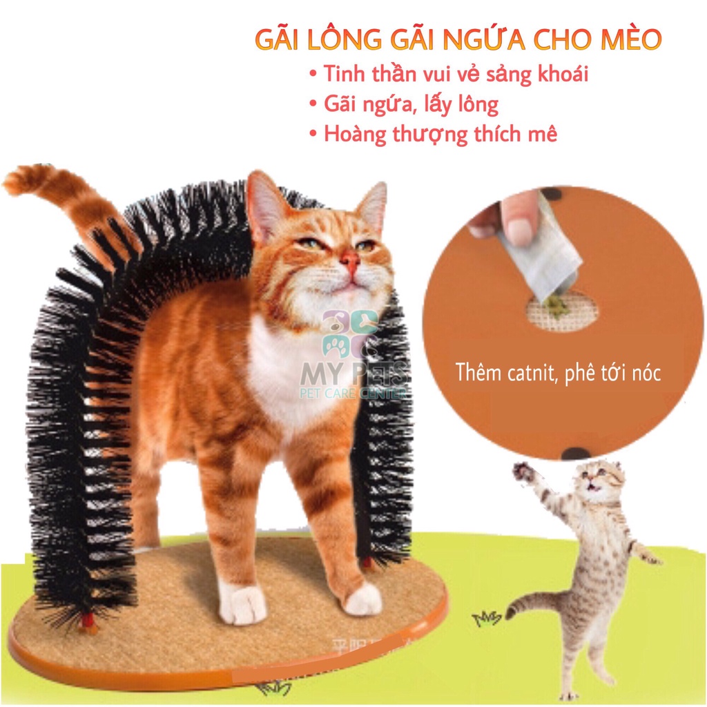 Đồ chơi cổng vòm massage tự động gãi ngữa lấy lông chết cho mèo