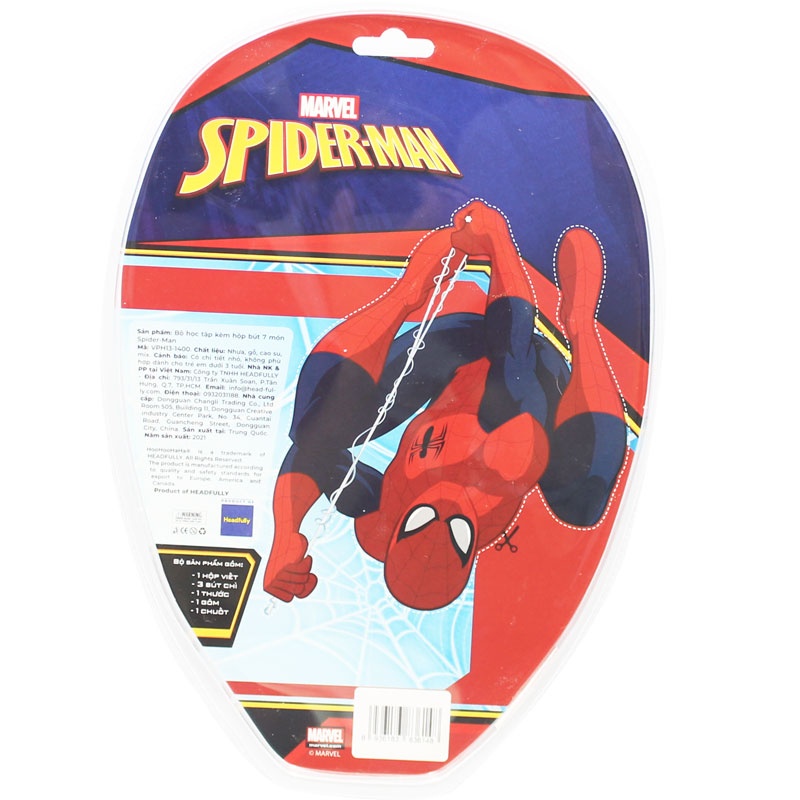 Bộ Dụng Cụ Học Tập 7 Món Kèm Hộp Bút Marvel Spider-Man - HooHooHaHa® VPH13-1400