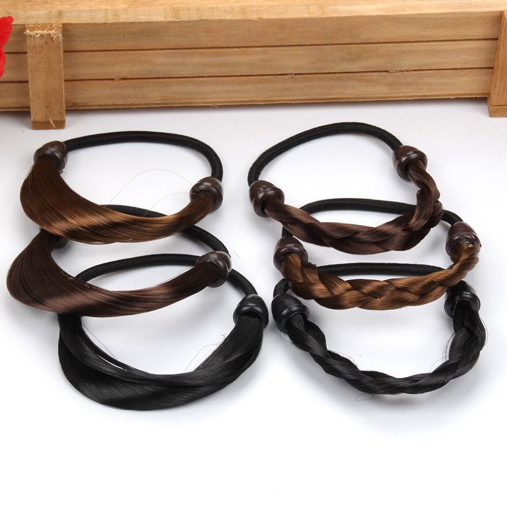 Dây Buộc Tóc Giả Bện Bằng Sợi Tổng Hợp Co Giãn