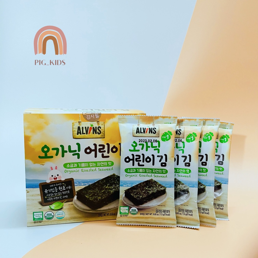 Rong Biển Hữu Cơ Tách Muối Cho Bé Ăn Dặm, Rong Biển Ăn Liền Hàn Quốc