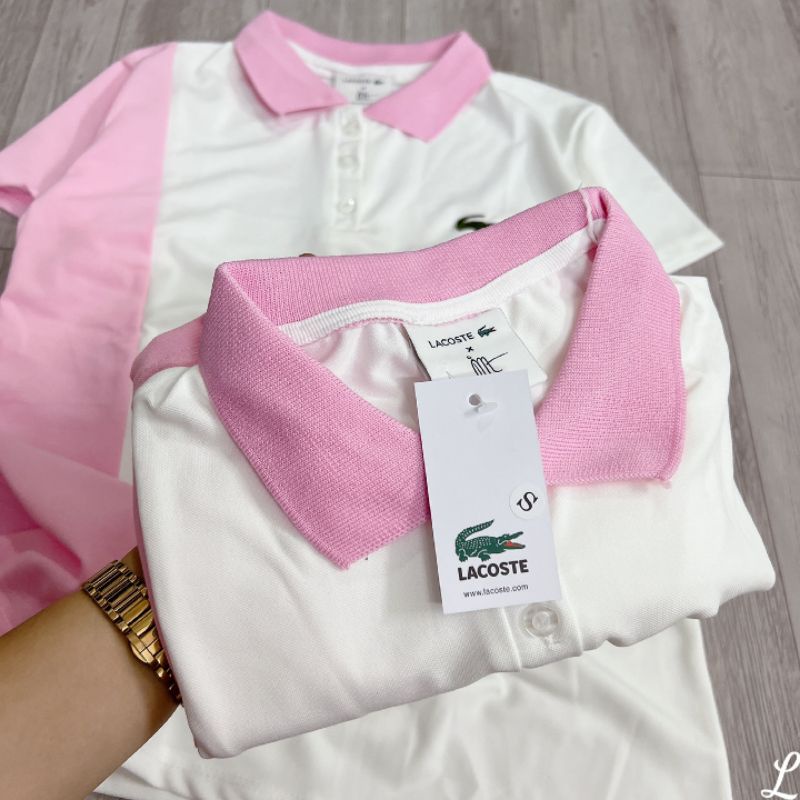 Áo polo hồng phối màu cho nữ