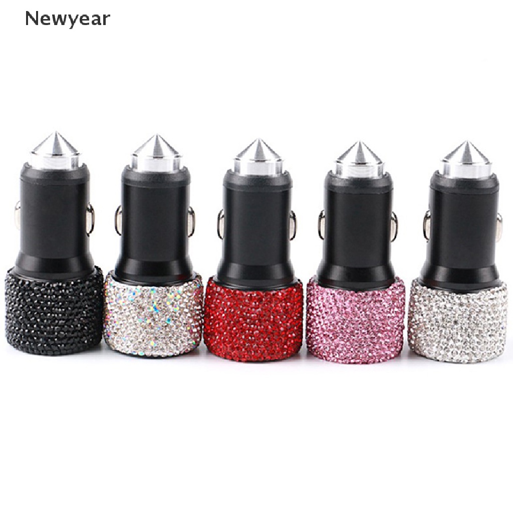 Dây Cáp Sạc Nhanh USB Kép Đính Đá Lấp Lánh Cho Xe Hơi