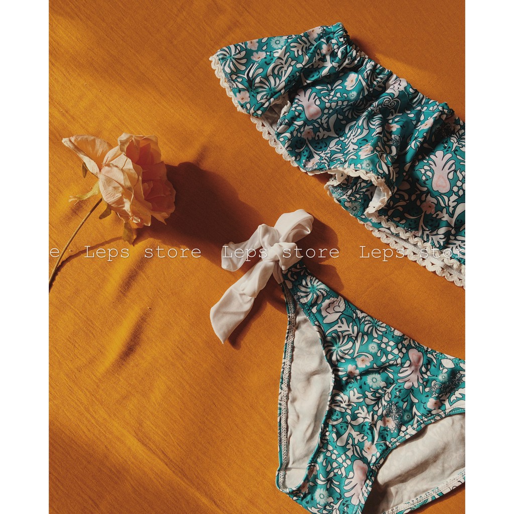 [Ảnh thật] Bộ bikini hai mảnh bệt vai họa tiết - M03 | BigBuy360 - bigbuy360.vn