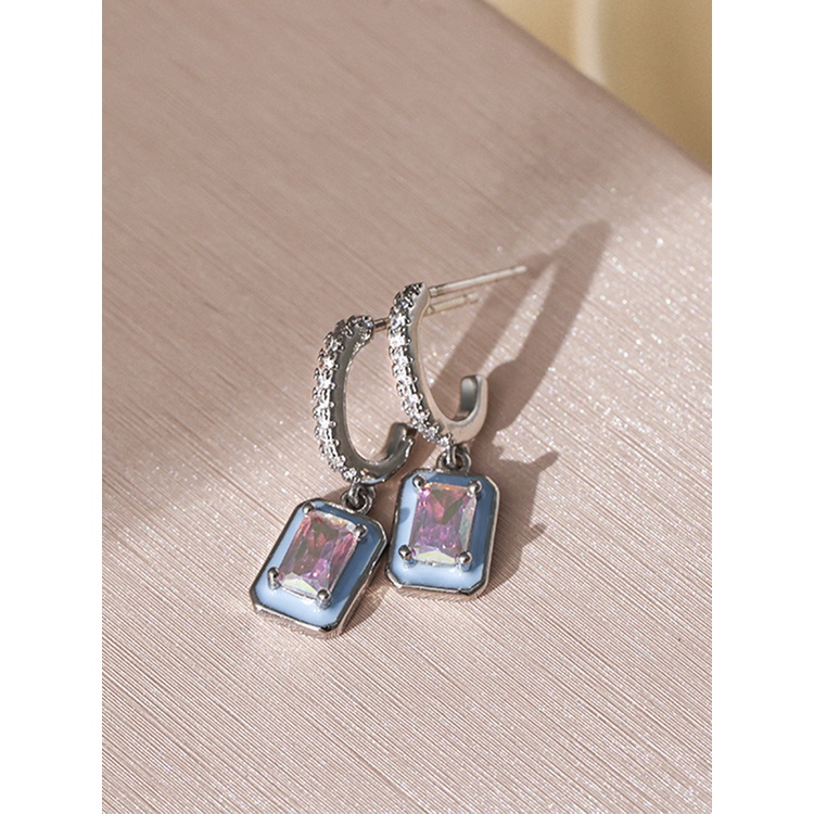 Luo Ying Vòng cổ Thiết Kế Đặc Biệt Màu Kẹo Ngọt Đá Cực Quang Cao Cấp Hình Vuông Nhẹ Nhàng-JHS2-S