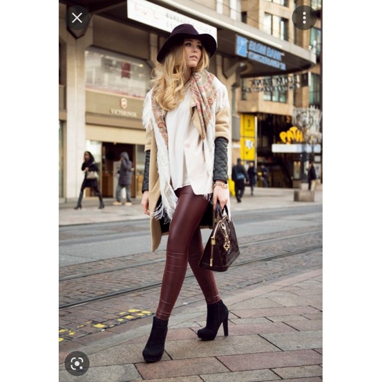 Quần da phối belt Nova VNXK quần trouser form ôm legging chất da pu leather co dãn cạp cao xuất khẩu dư xịn