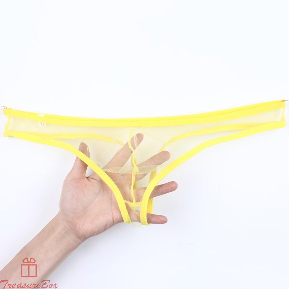 Men\'s Briefs Sexy Thong Comfortable Low-Waist Pouch See-Through Underwear