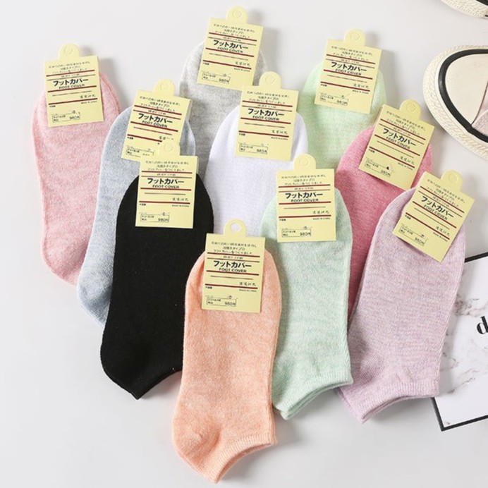 Tất vớ nam nữ cổ ngắn SÉT 10 ĐÔI chất liệu cotton khửi mùi chống hôi chân cao cấp YUDA tất nữ hàn quốc
