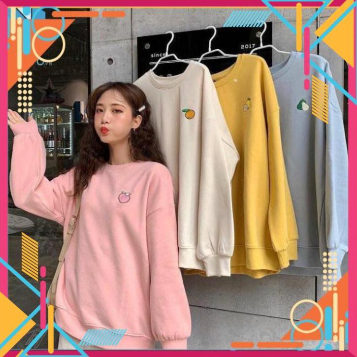 [Mặc là Auto Sang] Áo Sweater Thêu Trái Cây Hàn quốc form 60kg xì teen AD | BigBuy360 - bigbuy360.vn