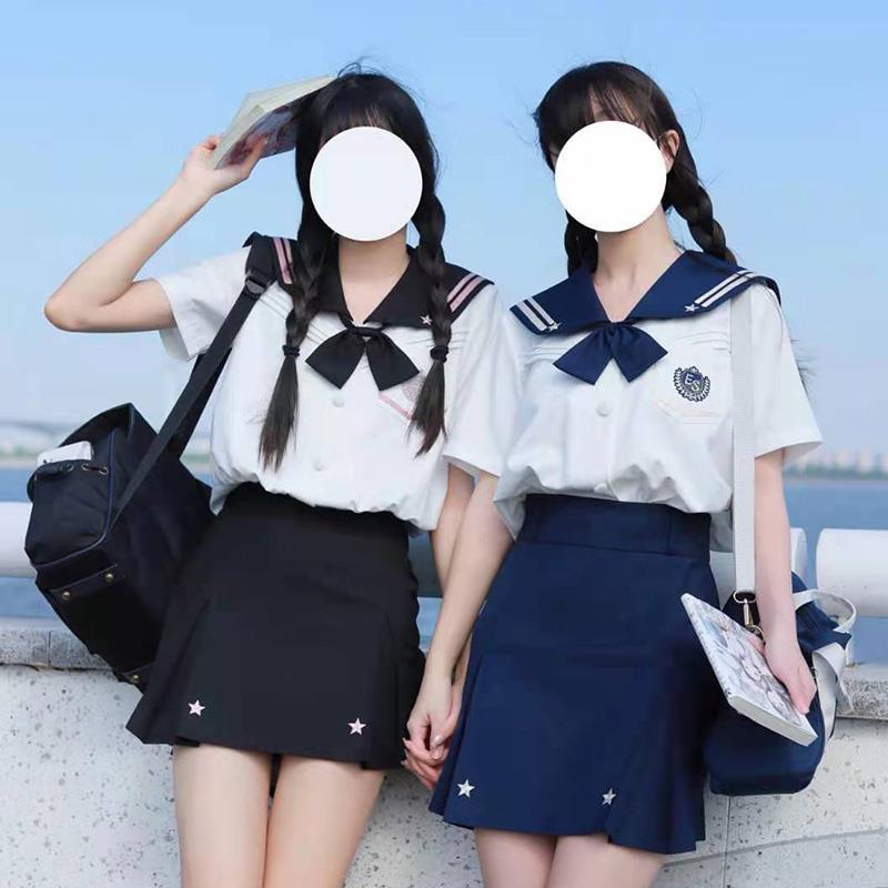 [two-piece Suit]summer New Korean Jk Uniform Skirt Pleated Skirt Short Sleeve Shirt College Fashion[delivery Within 15 Days ]