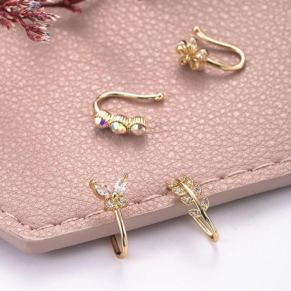 Set 9 Khuyên Mũi Kẹp Sụn Tai / Tai / Mũi Hình Bông Hoa