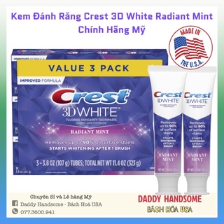 Hàng Mỹ Kem đánh răng làm trắng Crest 3d white Radiant mint fullsize 116gr